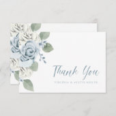 Carte De Remerciements Mariage bleu (Devant / Derrière)