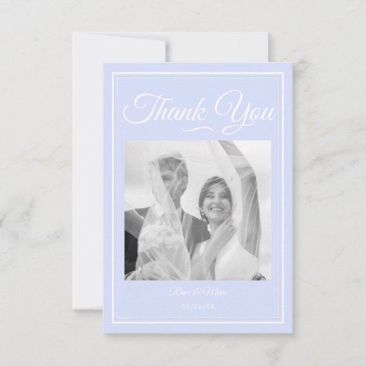 Carte de remerciements Mariage bleu (Devant)