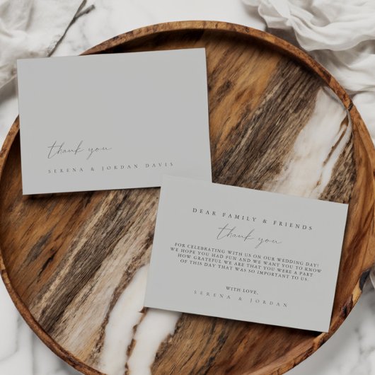 Carte de remerciements Mariage bleu argent Dusty