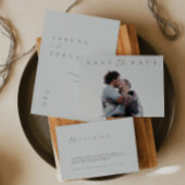 Carte de remerciements Mariage bleu argent Dusty