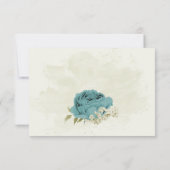 Carte De Remerciements mariage bleu blanc fleurs verdure (Dos)
