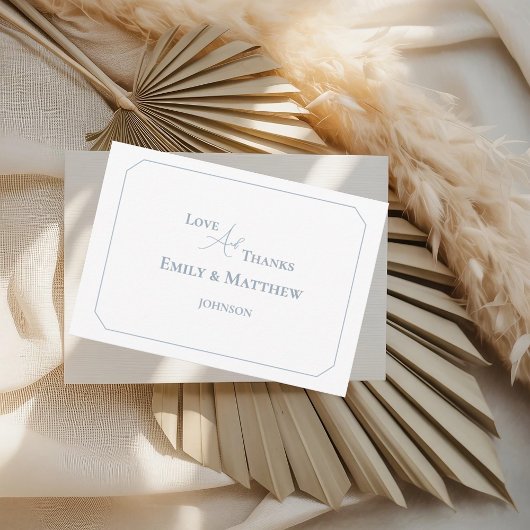 Carte de remerciements Mariage bleu clair avec cod