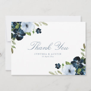Carte De Remerciements mariage bleu clair et marine 