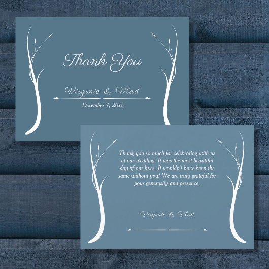 Carte de remerciements Mariage bleu Dusty