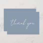 Carte de remerciements Mariage bleu Dusty minimali (Devant / Derrière)