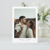 Carte De Remerciements Mariage bleu Dusty simple (Debout devant)