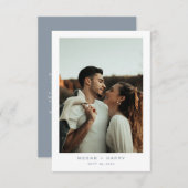 Carte De Remerciements Mariage bleu Dusty simple (Devant / Derrière)