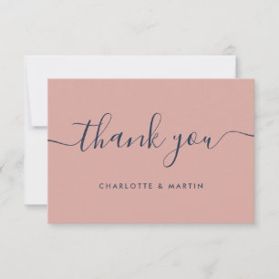 Carte De Remerciements Mariage bleu et blanc de la marine moderne