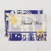 Carte de remerciements Mariage bleu et jaune (Devant / Derrière)