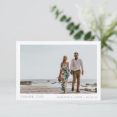 Carte De Remerciements Mariage bleu foncé simple photo (Debout devant)