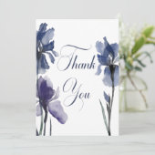 Carte De Remerciements Mariage bleu Iris Fleurs (Debout devant)