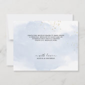 Carte de remerciements mariage bleu marine et rose (Dos)