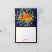 Carte De Remerciements Mariage bleu marine Rose orange (Intérieur)