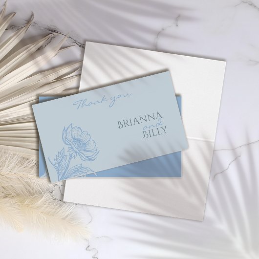 Carte de remerciements Mariage bleu minimaliste