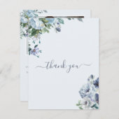 Carte de remerciements Mariage bleu poudre (Devant / Derrière)