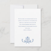 Carte De Remerciements Mariage Bleu Poussiéreux à Fleurs de Grâce Ornée V (Dos)