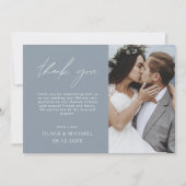 Carte De Remerciements Mariage Bleu Poussiéreux Photo de Remerciement Min (Devant)