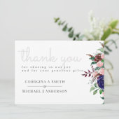 Carte De Remerciements Mariage bleu rose bleu Marsala Navy (Debout devant)