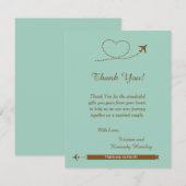 Carte de remerciements Mariage Blue Airplane Heart (Devant / Derrière)