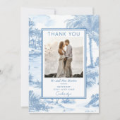 Carte de remerciements Mariage Blue Coastal Toile (Devant)