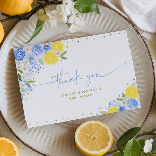 Carte De Remerciements Mariage Blue Floral Lemon Main Squeeze
