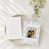 Carte de remerciements Mariage Blue Floral Toile