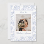 Carte de remerciements Mariage Blue Floral Toile (Devant)