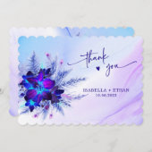 Carte de remerciements Mariage Blue Orchid (Devant / Derrière)
