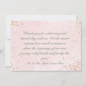 Carte De Remerciements Mariage Blush Roses & Gold Accents (Dos)