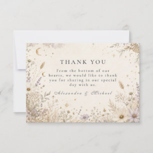 Carte De Remerciements Mariage bohème céleste au clair de lune élégant