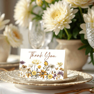 Carte De Remerciements Mariage Bohème d'Automne à l'Aquarelle de Fleurs S