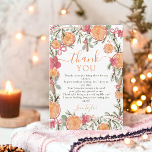Carte De Remerciements Mariage Bohème d'Hiver Floral Séché Citronné douch