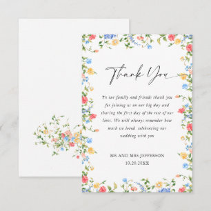 Carte De Remerciements Mariage Bohème Fleur sauvage de Meadow