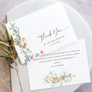 Carte De Remerciements Mariage Bohème Fleur sauvage de Meadow