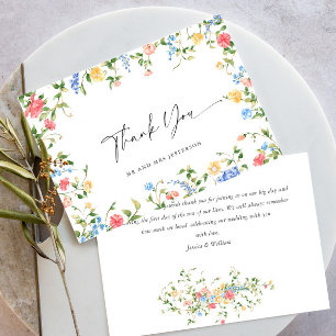 Carte De Remerciements Mariage Bohème Fleur sauvage de Meadow