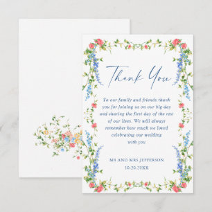 Carte De Remerciements Mariage Bohème Fleur sauvage de Meadow