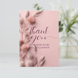 Carte De Remerciements Mariage Bohème Fleurs Sauvages Séchées Rose Pâle
