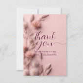 Carte De Remerciements Mariage Bohème Fleurs Séchées Roses Fête de Mariée (Devant)