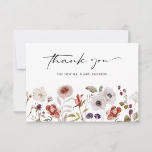 Carte De Remerciements Mariage Bohème Floral Aquarelle