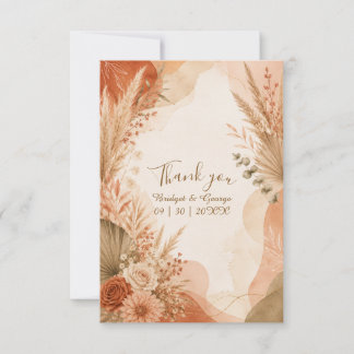 Carte De Remerciements Mariage Bohème Terracotta Pampas automne Florales