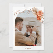 Carte De Remerciements Mariage bohémien de fleurs d'oranges (Devant)