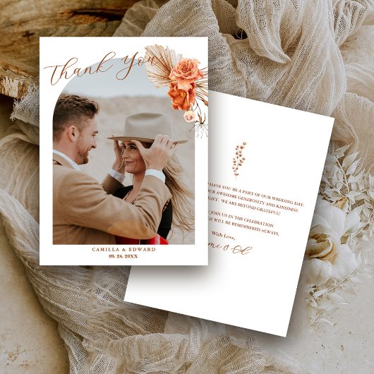 Carte De Remerciements Mariage bohémien de fleurs d'oranges