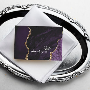 Carte De Remerciements Mariage Boho Agate Purple and Gold