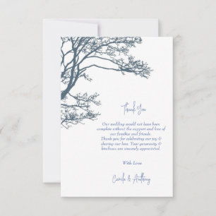 Carte De Remerciements Mariage Boho d'arbre simple bleu