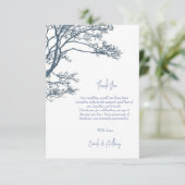 Carte De Remerciements Mariage Boho d'arbre simple bleu (Debout devant)