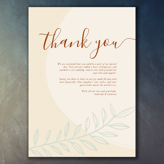 Carte De Remerciements Mariage boho d'automne minimal