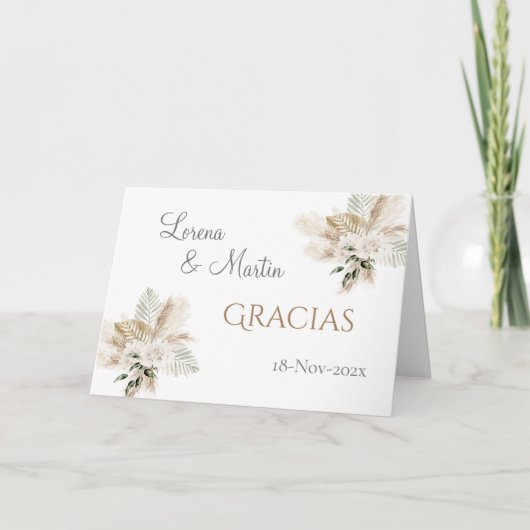 Carte de remerciements Mariage Boho espagnol (Devant)