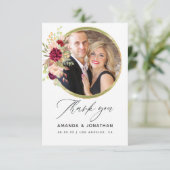 Carte De Remerciements Mariage Boho géométrique Bourgogne-Marsala et Blus (Debout devant)