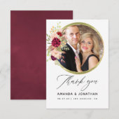 Carte De Remerciements Mariage Boho géométrique Bourgogne-Marsala et Blus (Devant / Derrière)