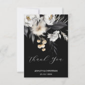 Carte De Remerciements Mariage boho noir et blanc (Devant)